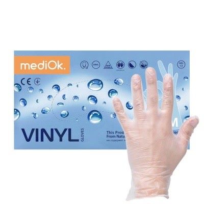 Перчатки виниловые неопудренные нестерильные (mediOK) (уп. 50 пар)